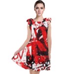 Red Graffiti Tie Up Tunic Dress