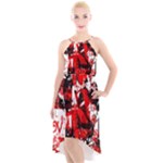 Red Graffiti High-Low Halter Chiffon Dress 