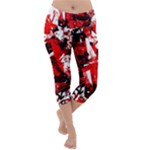Red Graffiti Lightweight Velour Capri Yoga Leggings