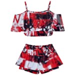 Red Graffiti Kids  Off Shoulder Skirt Bikini