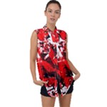 Red Graffiti Sleeveless Chiffon Button Shirt