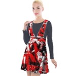 Red Graffiti Plunge Pinafore Velour Dress