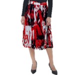 Red Graffiti Classic Velour Midi Skirt 