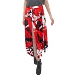 Red Graffiti Velour Split Maxi Skirt