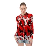 Red Graffiti Long Sleeve Chiffon Shirt