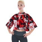 Red Graffiti Mock Neck Tee