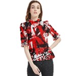 Red Graffiti Frill Neck Blouse