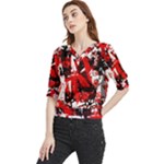 Red Graffiti Quarter Sleeve Blouse