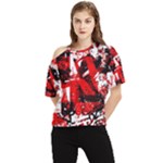 Red Graffiti One Shoulder Cut Out Tee