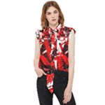 Red Graffiti Frill Detail Shirt