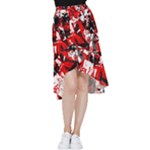 Red Graffiti Frill Hi Low Chiffon Skirt