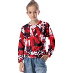 Red Graffiti Kids  Long Sleeve Tee with Frill 