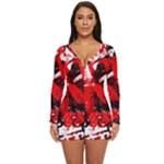 Red Graffiti Long Sleeve Boyleg Swimsuit