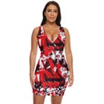 Red Graffiti Draped Bodycon Dress