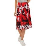 Red Graffiti Midi Panel Skirt