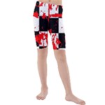 Checkerboard Splatter Kids  Mid Length Swim Shorts