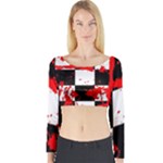 Checkerboard Splatter Long Sleeve Crop Top