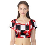 Checkerboard Splatter Short Sleeve Crop Top