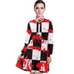 Checkerboard Splatter Long Sleeve Chiffon Shirt Dress