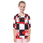 Checkerboard Splatter Kids  Quarter Sleeve Raglan Tee