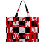 Checkerboard Splatter Zipper Mini Tote Bag
