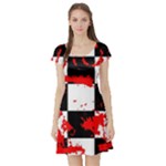 Checkerboard Splatter Short Sleeve Skater Dress