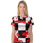Checkerboard Splatter V-Neck Sport Mesh Tee