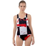 Checkerboard Splatter Cut-Out Back One Piece Swimsuit