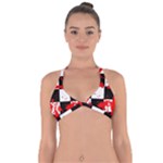 Checkerboard Splatter Halter Neck Bikini Top