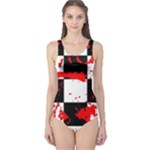 Checkerboard Splatter One Piece Swimsuit
