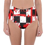 Checkerboard Splatter Reversible High-Waist Bikini Bottoms