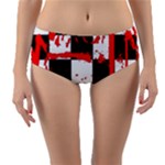 Checkerboard Splatter Reversible Mid-Waist Bikini Bottoms