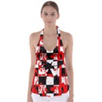 Checkerboard Splatter Babydoll Tankini Top