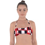 Checkerboard Splatter Halter Bandeau Bikini Top