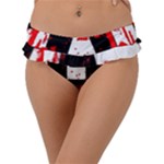 Checkerboard Splatter Frill Bikini Bottom
