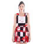 Checkerboard Splatter Scoop Neck Skater Dress