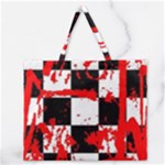 Checkerboard Splatter Zipper Large Tote Bag