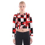 Checkerboard Splatter Cropped Sweatshirt