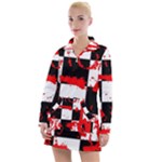 Checkerboard Splatter Women s Long Sleeve Casual Dress