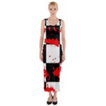 Checkerboard Splatter Fitted Maxi Dress