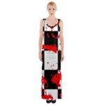 Checkerboard Splatter Thigh Split Maxi Dress