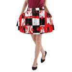 Checkerboard Splatter A-Line Pocket Skirt