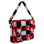 Checkerboard Splatter Buckle Messenger Bag