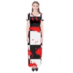 Checkerboard Splatter Short Sleeve Maxi Dress