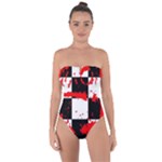 Checkerboard Splatter Tie Back One Piece Swimsuit