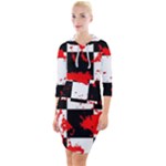 Checkerboard Splatter Quarter Sleeve Hood Bodycon Dress