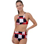 Checkerboard Splatter High Waist Tankini Set