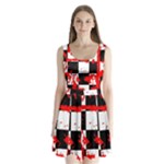 Checkerboard Splatter Split Back Mini Dress 