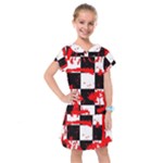 Checkerboard Splatter Kids  Drop Waist Dress