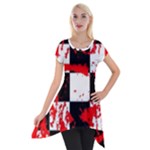 Checkerboard Splatter Short Sleeve Side Drop Tunic
